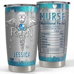 Personalized Nurse Tumbler Jewelry Drawing Nutrition Facts For Nurse