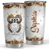 Personalized Owl Tumbler Jewelry Style Drawing For Animal Lover -Gift Series Store personalized owl tumbler jewelry style drawing for animal lover main