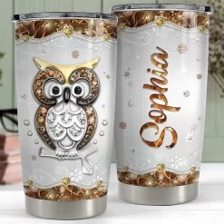 Personalized Owl Tumbler Jewelry Style Drawing For Animal Lover -Gift Series Store personalized owl tumbler jewelry style drawing for animal lover pt04