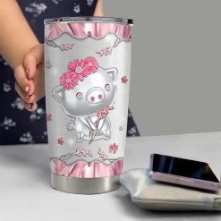 Personalized Pig Tumbler Pink Jewelry Style Cute Gift For Animal Lover -Gift Series Store personalized pig tumbler pink jewelry style cute gift for animal lover pt04