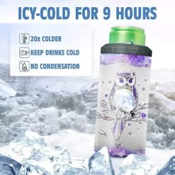 Personalized Purple Owl Can Cooler Jewelry Drawing Style For Women -Gift Series Store personalized purple owl can cooler jewelry drawing style for women pt03