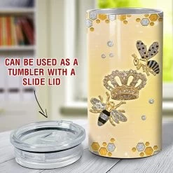 Personalized Queen Bee Can Cooler Jewelry Crown Drawing Style -Gift Series Store personalized queen bee can cooler jewelry crown drawing style pt02