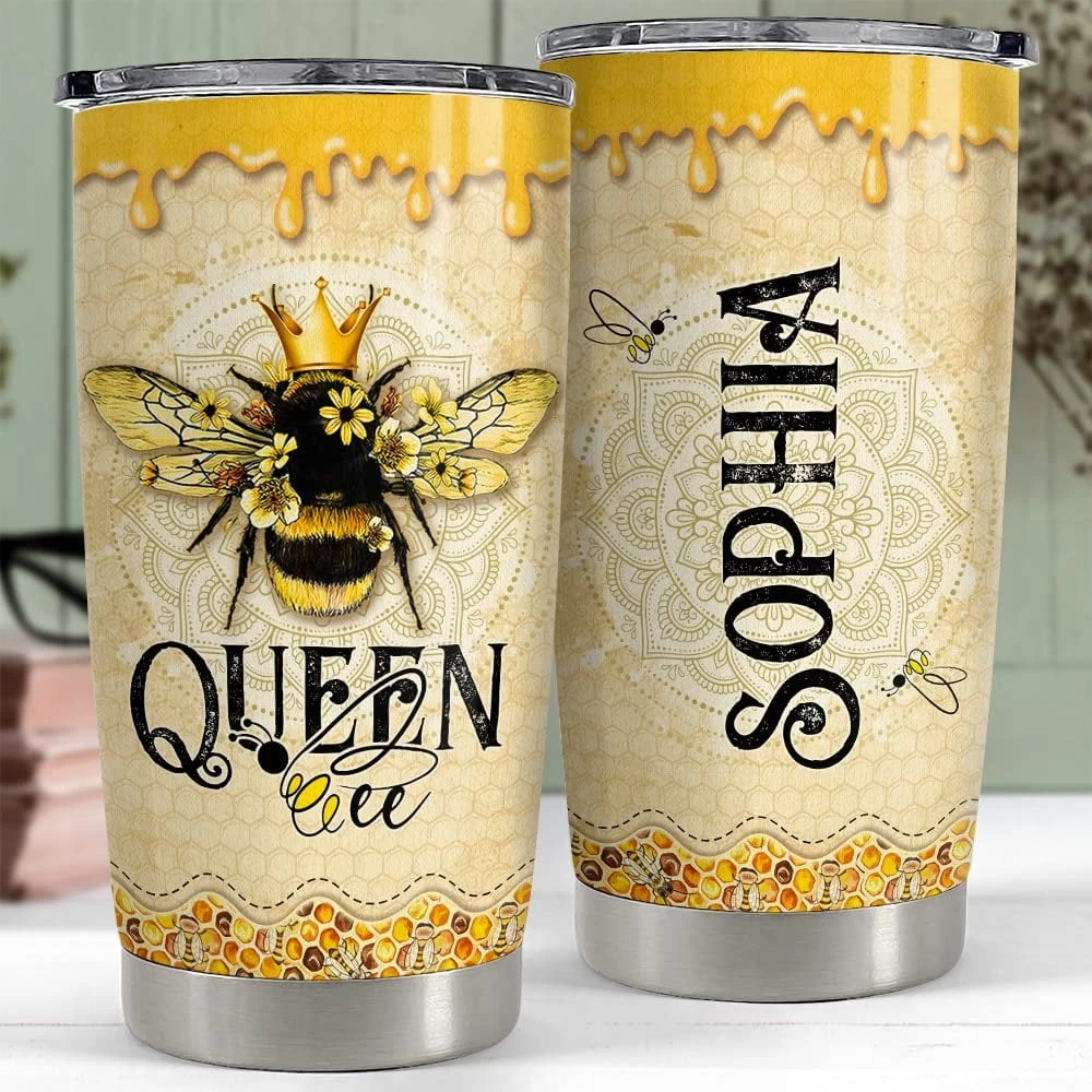 Personalized Queen Bee Tumbler Mandala Drawing For Animal Lover 4 Personalized Queen Bee Tumbler Mandala Drawing For Animal Lover - Image 2