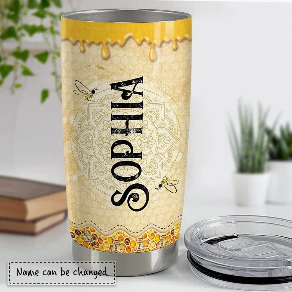 Personalized Queen Bee Tumbler Mandala Drawing For Animal Lover 6 Personalized Queen Bee Tumbler Mandala Drawing For Animal Lover - Image 4
