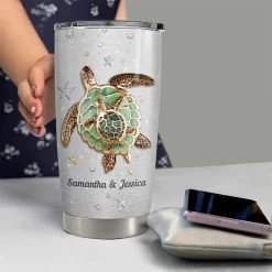 Personalized Sea Turtle Tumbler Jewelry Mom And Daughter Family Gift -Gift Series Store personalized sea turtle tumbler jewelry mom and daughter family gift pt04
