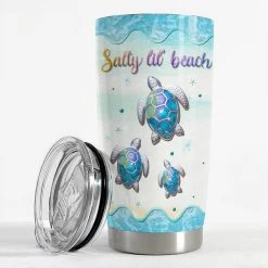 Personalized Sea Turtle Tumbler Salty Lil Beach Crystal Drawing -Gift Series Store personalized sea turtle tumbler salty lil beach crystal drawing pt02