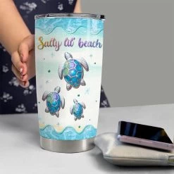 Personalized Sea Turtle Tumbler Salty Lil Beach Crystal Drawing -Gift Series Store personalized sea turtle tumbler salty lil beach crystal drawing pt03