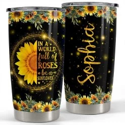 Personalized Sunflower Tumbler Glitter Gift For Women Girl Mother