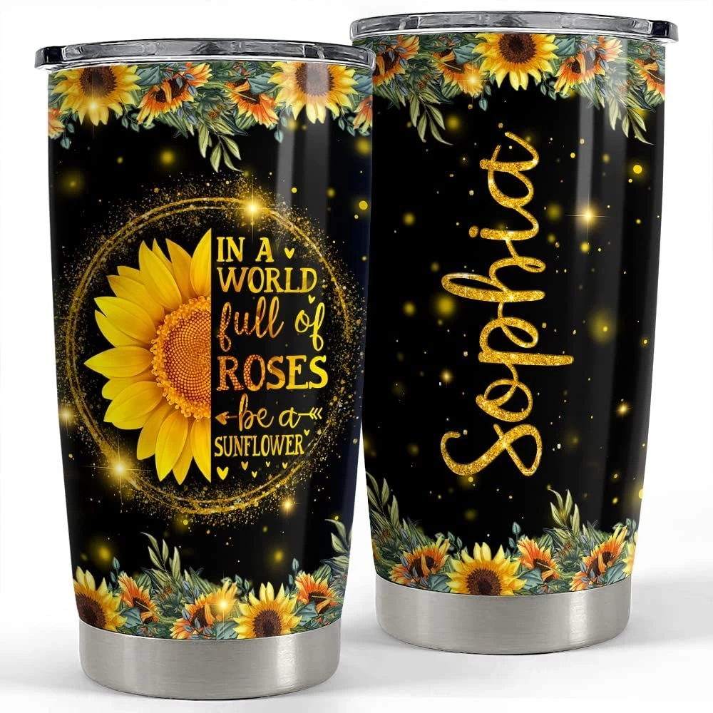 Personalized Sunflower Tumbler Glitter Gift For Women Girl Mother 3 Personalized Sunflower Tumbler Glitter Gift For Women Girl Mother