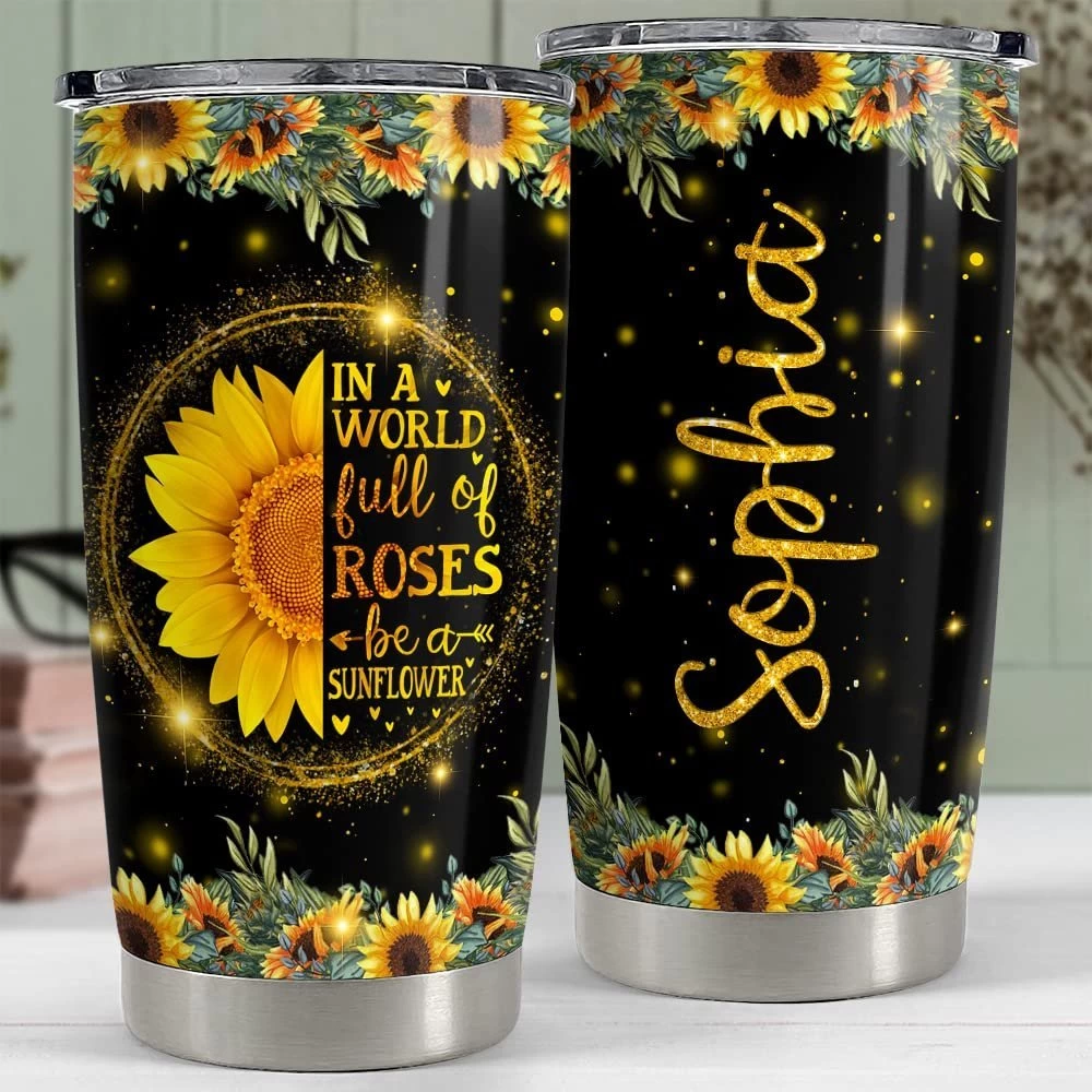 Personalized Sunflower Tumbler Glitter Gift For Women Girl Mother 4 Personalized Sunflower Tumbler Glitter Gift For Women Girl Mother - Image 2