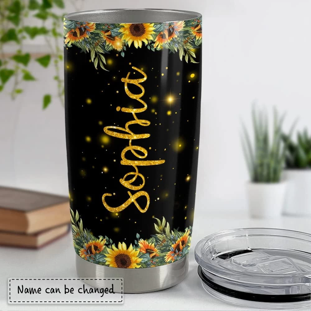 Personalized Sunflower Tumbler Glitter Gift For Women Girl Mother 6 Personalized Sunflower Tumbler Glitter Gift For Women Girl Mother - Image 4
