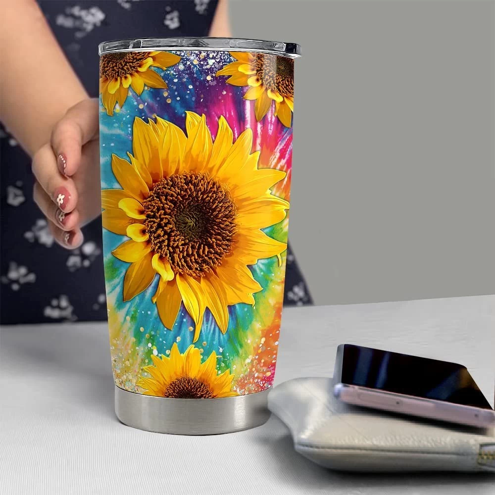 Personalized Sunflower Tumbler Hologram Tie Dye For Women Girl Sister 7 Personalized Sunflower Tumbler Hologram Tie Dye For Women Girl Sister - Image 5