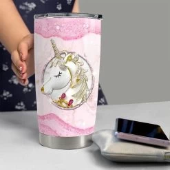 Personalized Unicorn Tumbler Jewelry Pink Glitter For Girl Daughter -Gift Series Store personalized unicorn tumbler jewelry pink glitter for girl daughter pt04