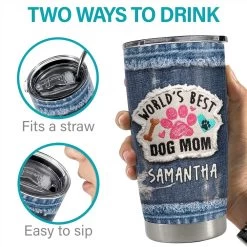 Personalized World's Best Dog Mom Tumbler Jean Style For Lover Animal -Gift Series Store personalized worlds best dog mom tumbler jean style for lover animal pt04