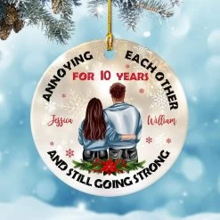 Personalized Young Couple Ornament Annoying Each Other -Gift Series Store personalized young couple ornament annoying each other pt03