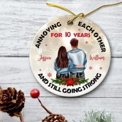 Personalized Young Couple Ornament Annoying Each Other -Gift Series Store personalized young couple ornament annoying each other pt04